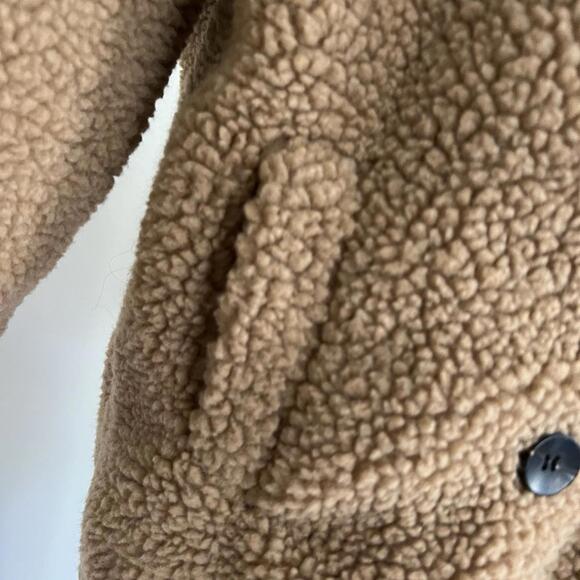 COMMENSE Teddy Bear Coat Size Small Brown Sherpa Faux Fur Long Trench Jacket NWT - Picture 2 of 7